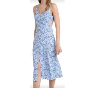 Topshop Blue & White Floral Side Cut Out Dress - Size 8